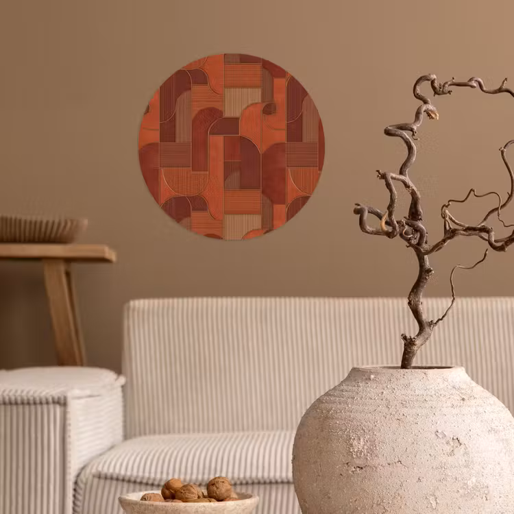 Geometrisch - Abstract - Textuur - Bruin Wandcirkel behangsticker klein 186 -sfeer1