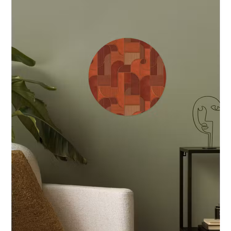 Geometrisch - Abstract - Textuur - Bruin Wandcirkel behangsticker klein 186 -sfeer2