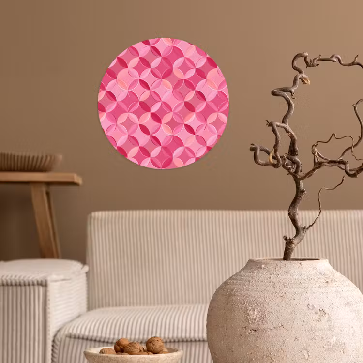 Geometrisch - Mozaïek - Modern - Roze Wandcirkel behangsticker klein 186 -sfeer1