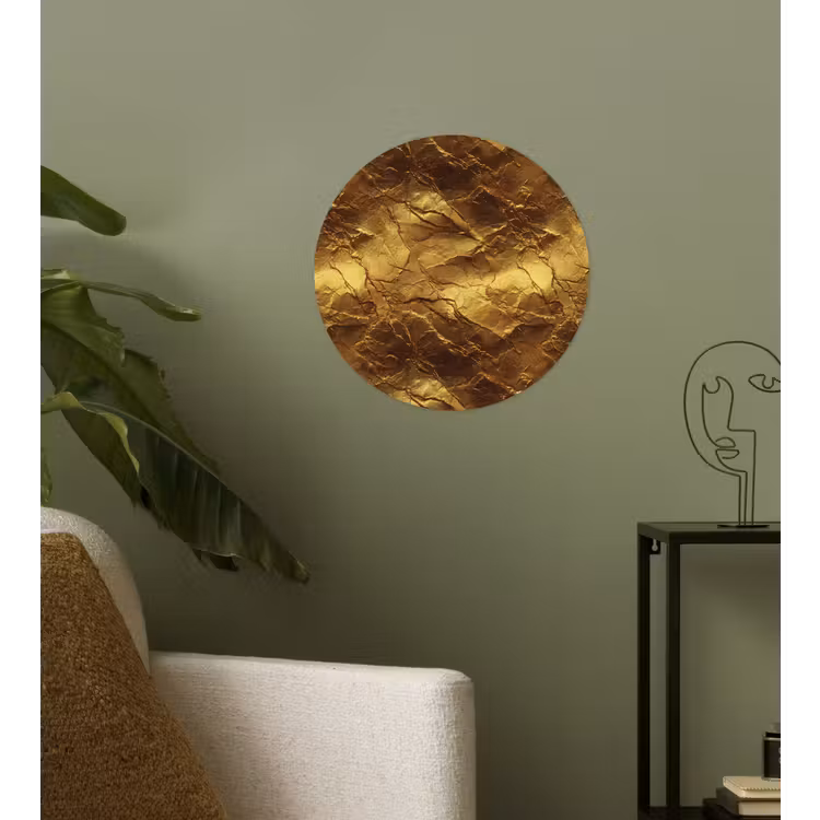 Bladgoud - Textuur - Goud Wandcirkel behangsticker klein 186 -sfeer2