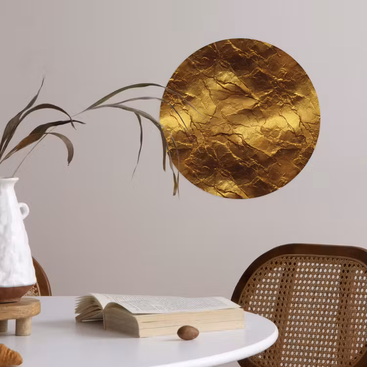 Bladgoud - Textuur - Goud Wandcirkel behangsticker klein 186 -sfeer3