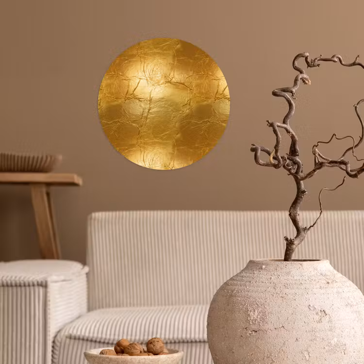 Bladgoud - Vintage - Textuur - Warm Goud Wandcirkel behangsticker klein 186 -sfeer1