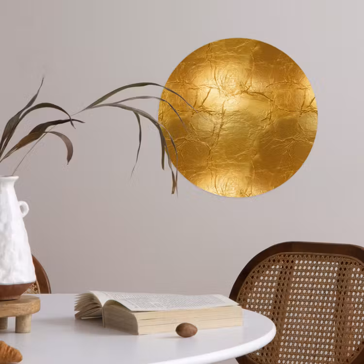 Bladgoud - Vintage - Textuur - Warm Goud Wandcirkel behangsticker klein 186 -sfeer3