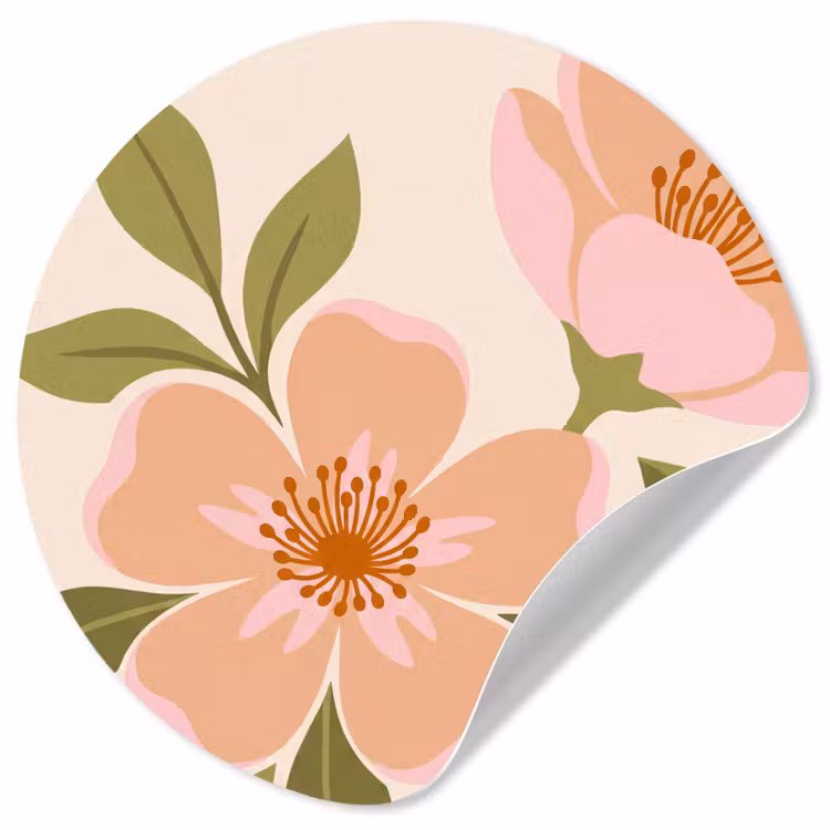 Grafisch - Bloemen - Roze Wandcirkel behangsticker klein -3d