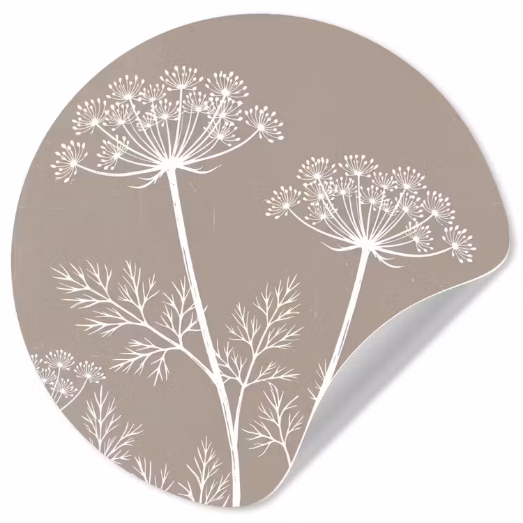 Grafisch - Fluitenkruid - Taupe Wandcirkel behangsticker klein -3d