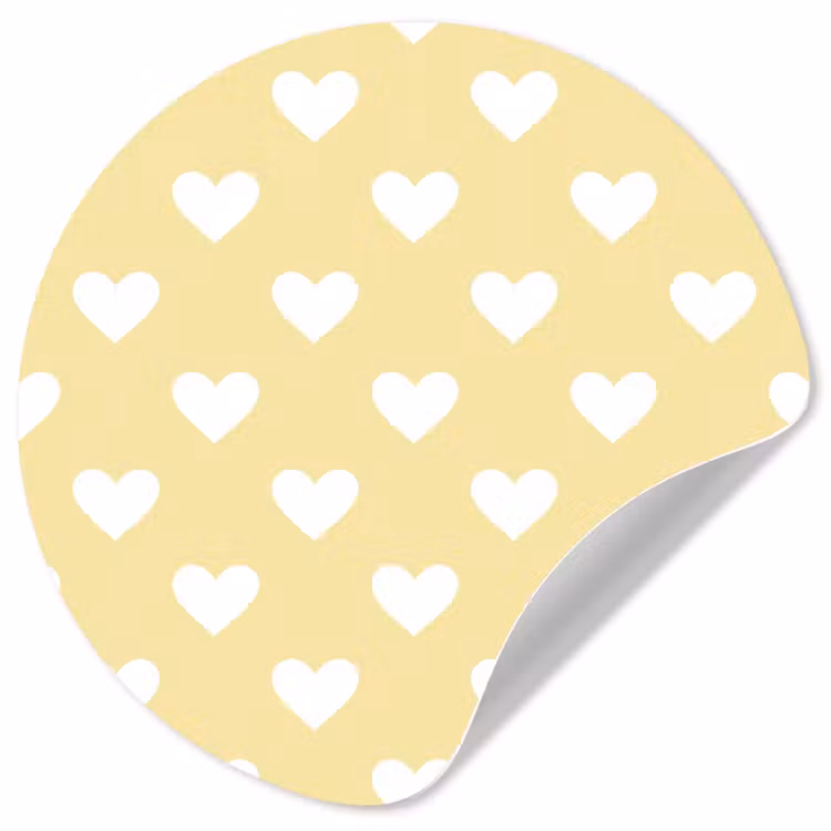 Hartjes - Patroon - Geel Wandcirkel behangsticker klein 186 -3d