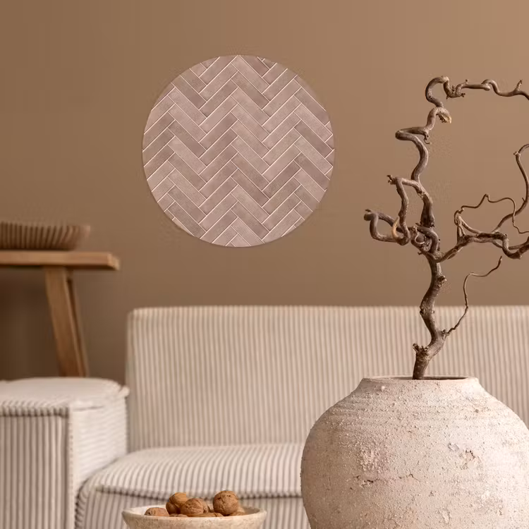 Visgraat - Wandtegel - Oudroze - Terracotta Wandcirkel behangsticker klein 186 -sfeer1