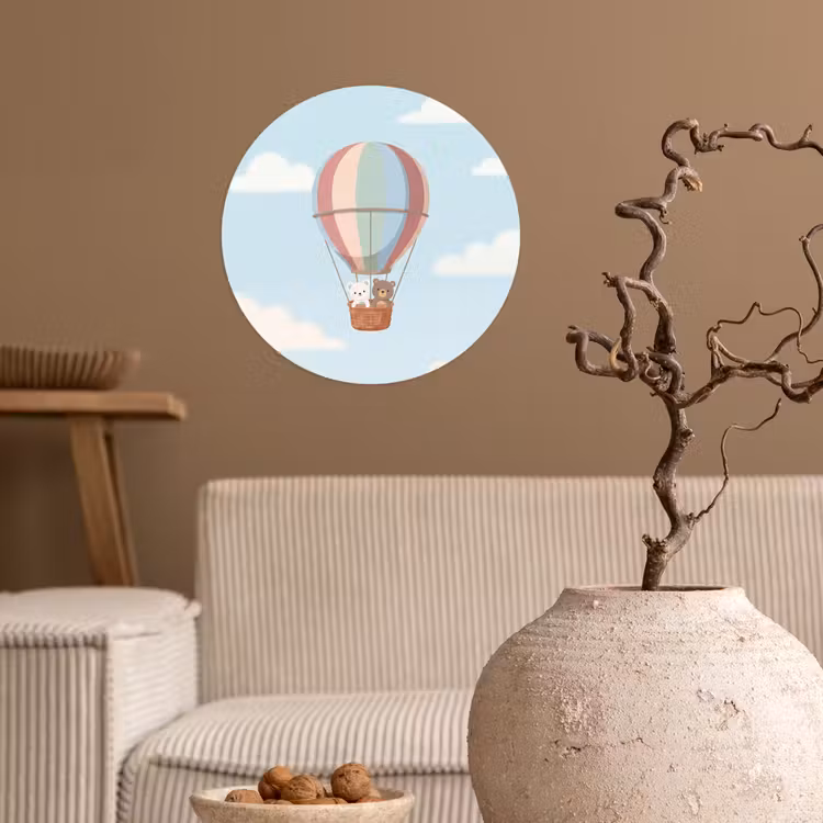 Luchtballon - Beren - Pastel Wandcirkel behangsticker klein -sfeer1