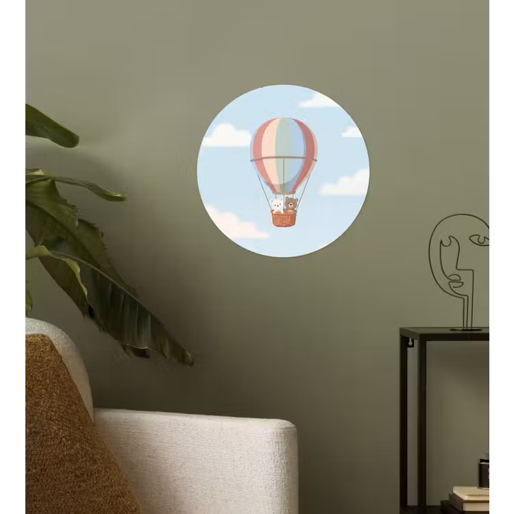 Luchtballon - Beren - Pastel Wandcirkel behangsticker klein -sfeer2