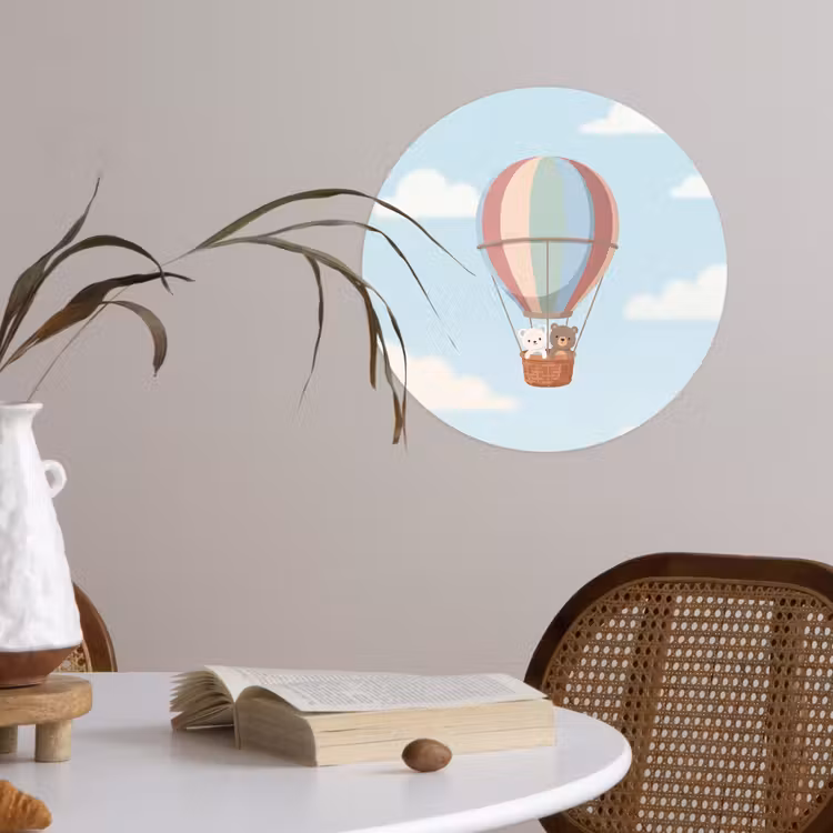 Luchtballon - Beren - Pastel Wandcirkel behangsticker klein -sfeer3