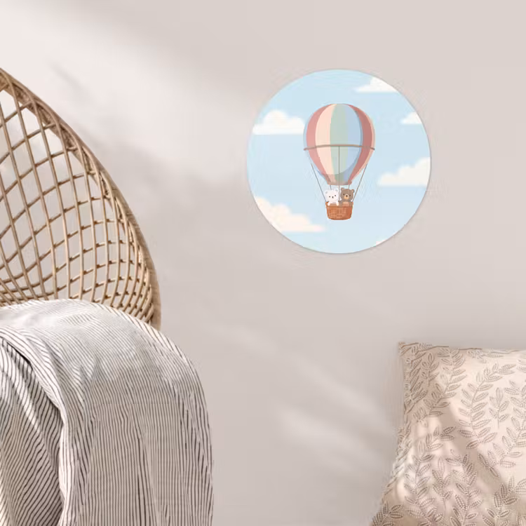 Luchtballon - Beren - Pastel Wandcirkel behangsticker klein -sfeer4