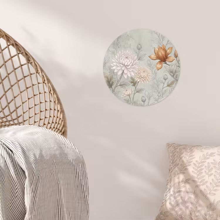 Illustratie - Bloemen - Groen Wandcirkel behangsticker klein -sfeer4