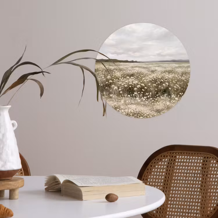 Illustratie - Landschap - Wit Wandcirkel behangsticker klein -sfeer3
