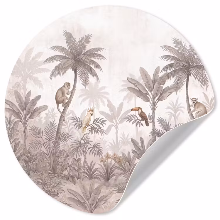 Jungle - Dieren - Palmbomen Wandcirkel behangsticker klein -3d