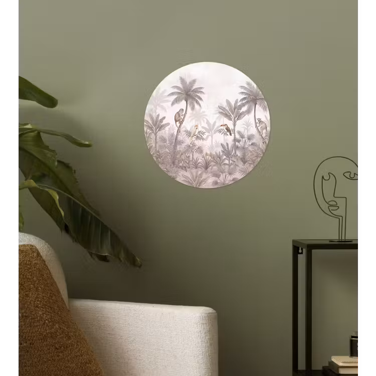 Jungle - Dieren - Palmbomen Wandcirkel behangsticker klein -sfeer2