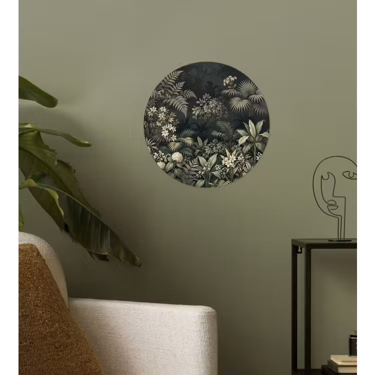 Jungle - Bladeren - Botanisch - Groen Wandcirkel behangsticker klein -sfeer2