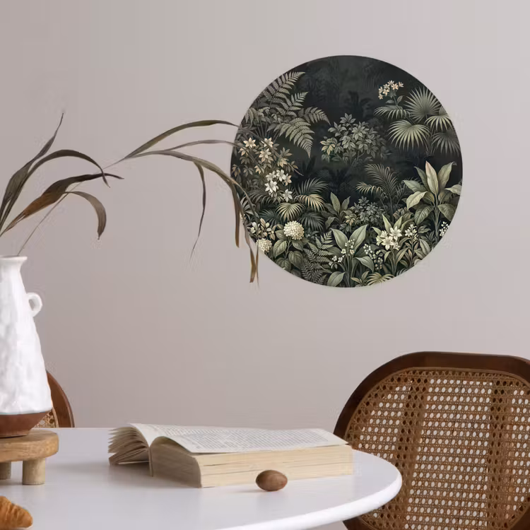 Jungle - Bladeren - Botanisch - Groen Wandcirkel behangsticker klein -sfeer3