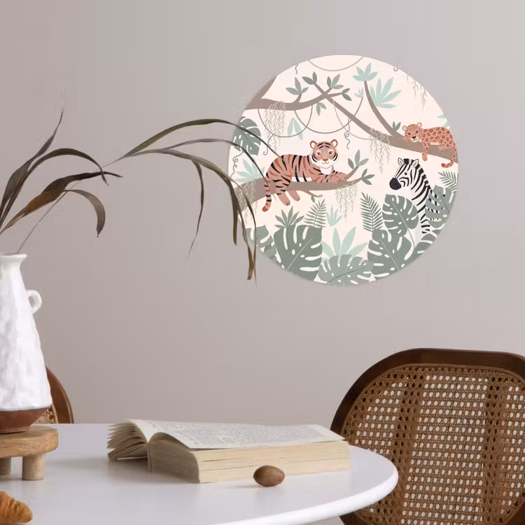 Jungle - Rustiek - Pastel Wandcirkel behangsticker klein -sfeer3