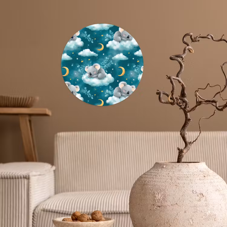 Koala's - Betoverend - Blauw Wandcirkel behangsticker klein 186 -sfeer1