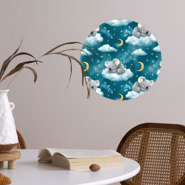 Koala's - Betoverend - Blauw Wandcirkel behangsticker klein 186 -sfeer3