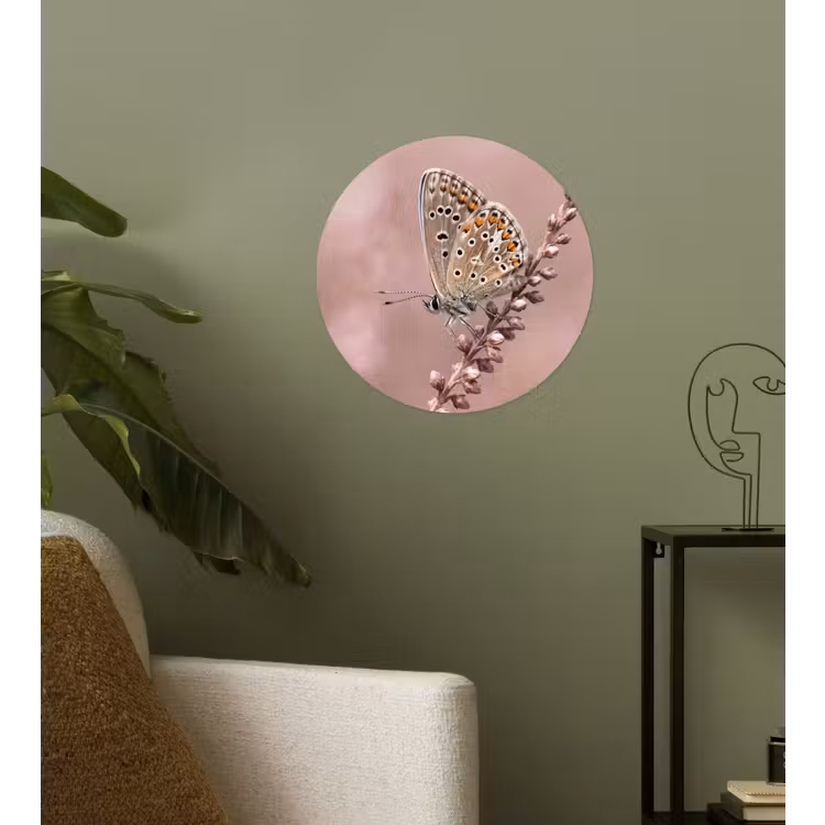 Lavendel - Vlinder - Paars Wandcirkel behangsticker klein -sfeer2