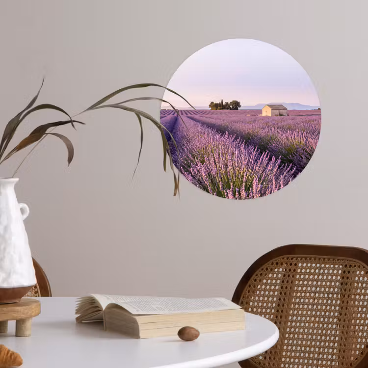 Lavendel - Landschap - Sereen - Paars Wandcirkel behangsticker klein -sfeer3