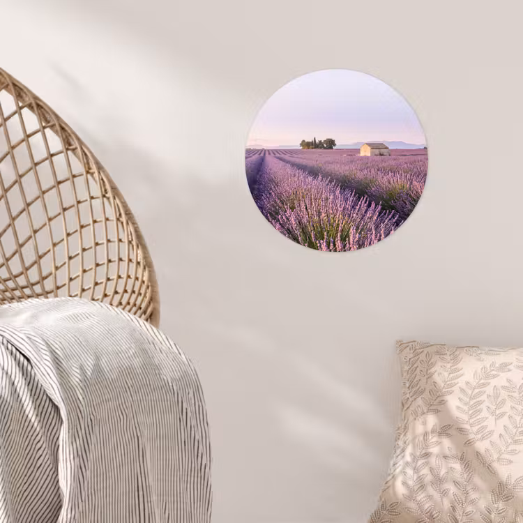Lavendel - Landschap - Sereen - Paars Wandcirkel behangsticker klein -sfeer4