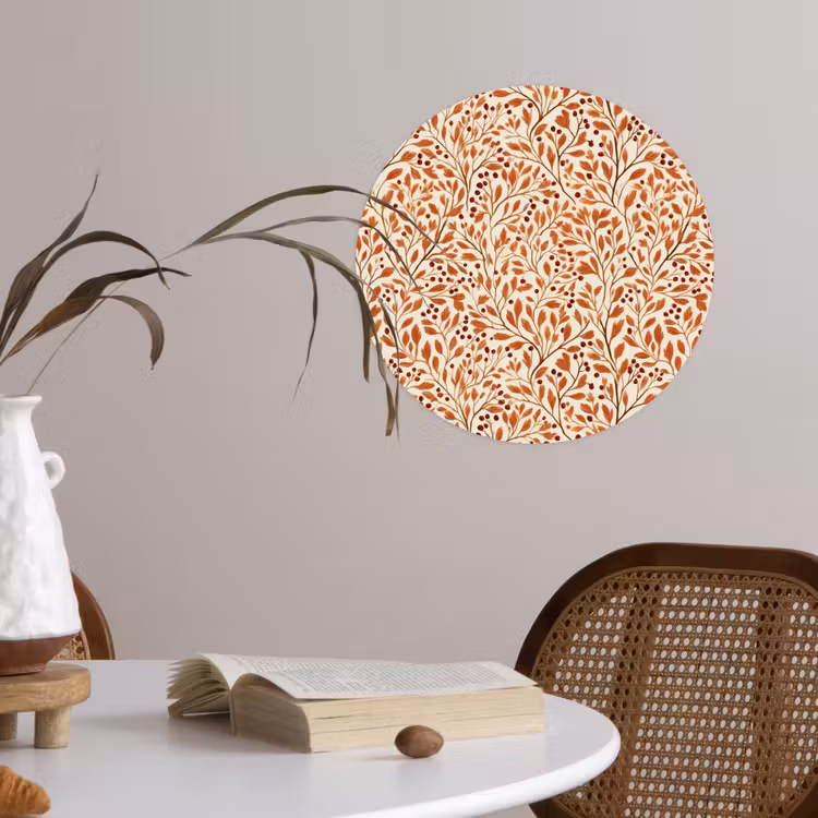 Bladeren - Botanisch - Terracotta Wandcirkel behangsticker klein 186 -sfeer3