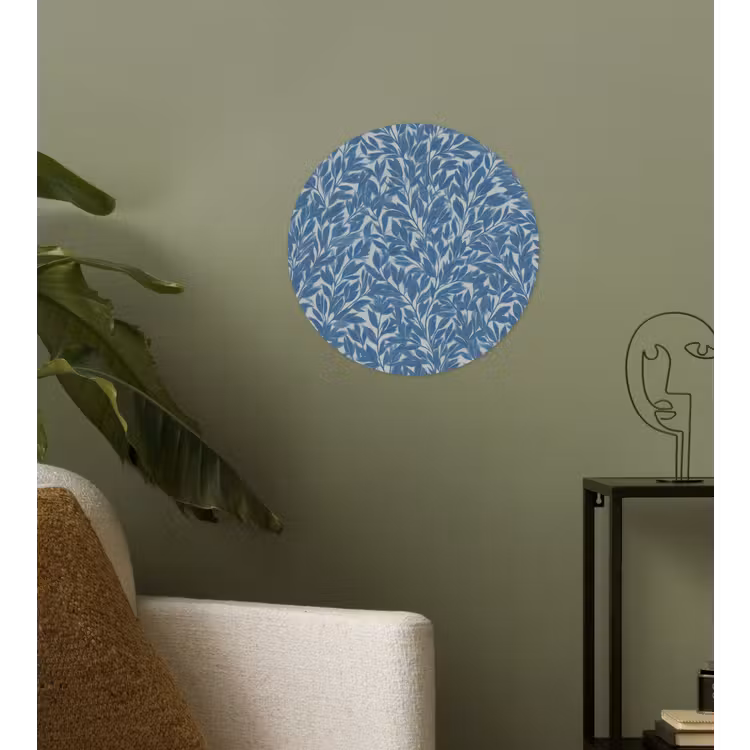 Bladeren - Klassiek - Patroon - Donkerblauw - Vintage Wandcirkel behangsticker klein 186 -sfeer2