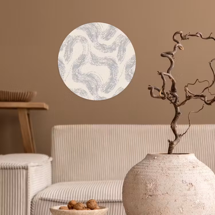 Lijnen - Patroon - Beige - Minimalistisch Wandcirkel behangsticker klein 186 -sfeer1
