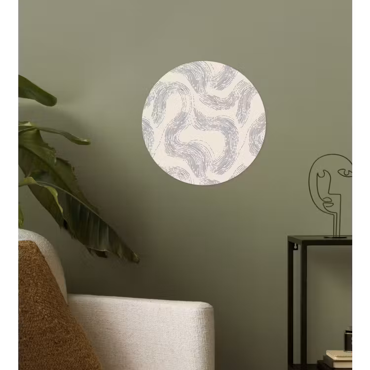Lijnen - Patroon - Beige - Minimalistisch Wandcirkel behangsticker klein 186 -sfeer2