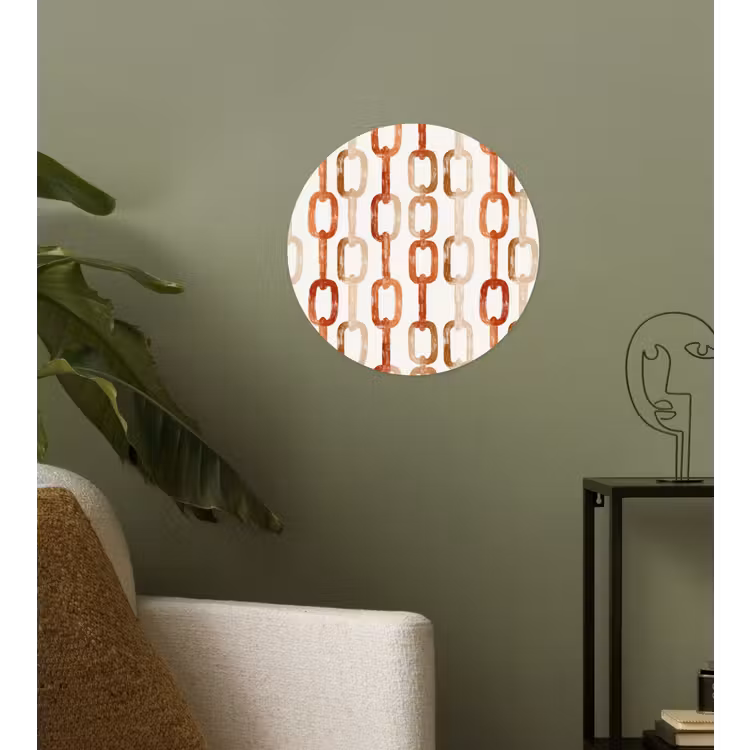 Schakels - Patroon - Aquarel - Terracotta Wandcirkel behangsticker klein 186 -sfeer2