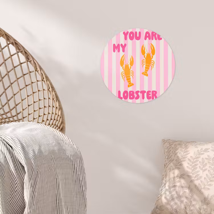 Lobster - Love - Valentijn Wandcirkel behangsticker klein -sfeer4