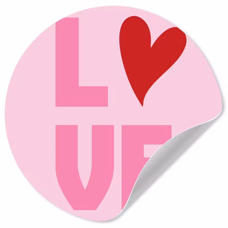 Love - Roze - Hart - Valentijn Wandcirkel behangsticker klein -3d