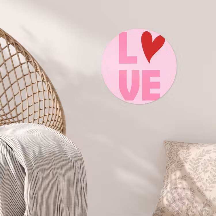 Love - Roze - Hart - Valentijn Wandcirkel behangsticker klein -sfeer4