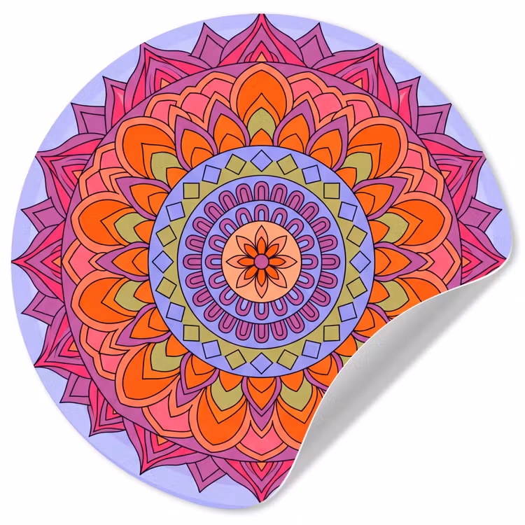 Mandala - Cirkel - Abstract - Kleurrijk - Patroon Wandcirkel behangsticker klein -3d
