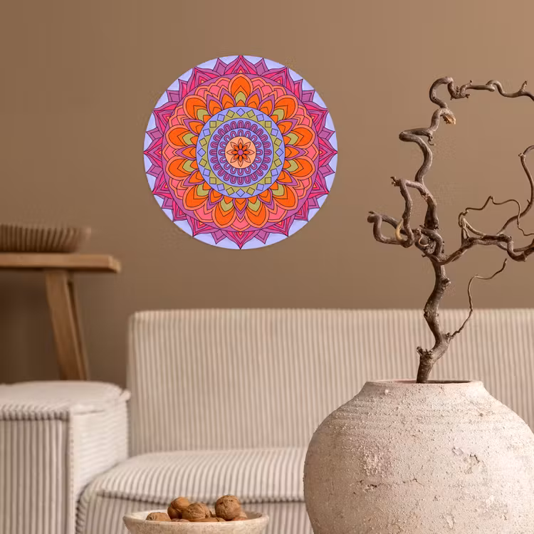 Mandala - Cirkel - Abstract - Kleurrijk - Patroon Wandcirkel behangsticker klein -sfeer1