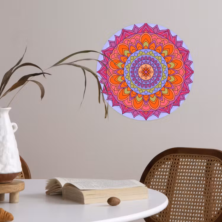 Mandala - Cirkel - Abstract - Kleurrijk - Patroon Wandcirkel behangsticker klein -sfeer3