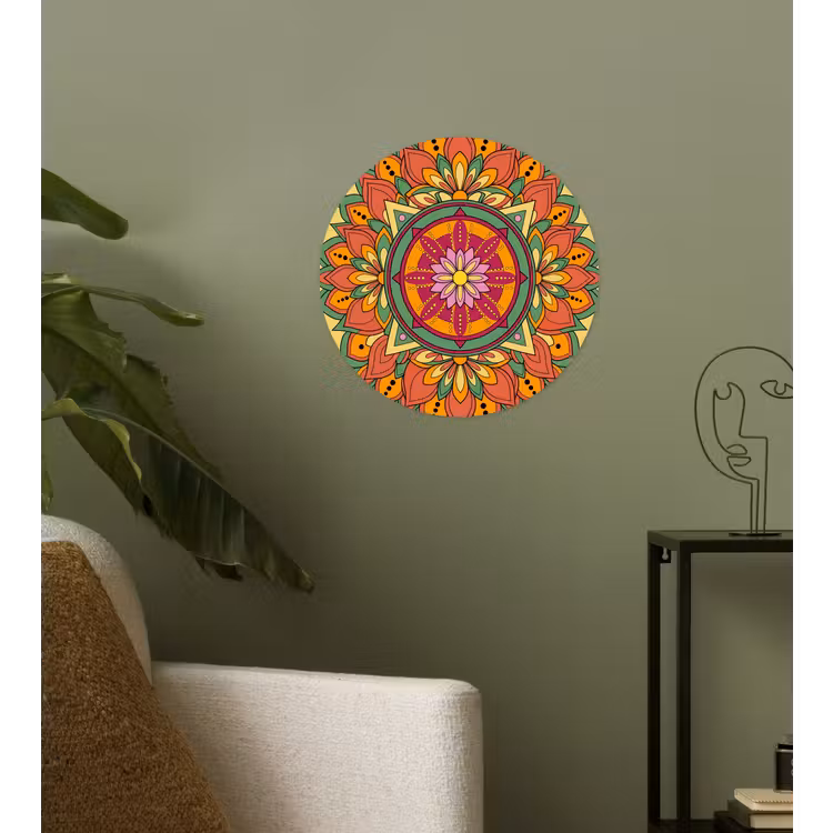 Mandala - Bloemen - Abstract - Kleurrijk Wandcirkel behangsticker klein -sfeer2