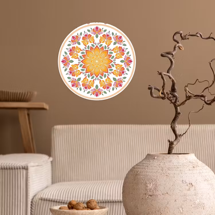 Mandala - Bloemen - Decoratie - Kleurrijk - Abstract Wandcirkel behangsticker klein -sfeer1