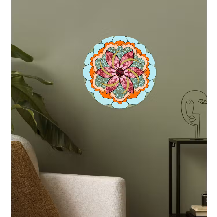 Mandala - Geometrisch - Kunst - Decoratief - Kleurrijk Wandcirkel behangsticker klein -sfeer2