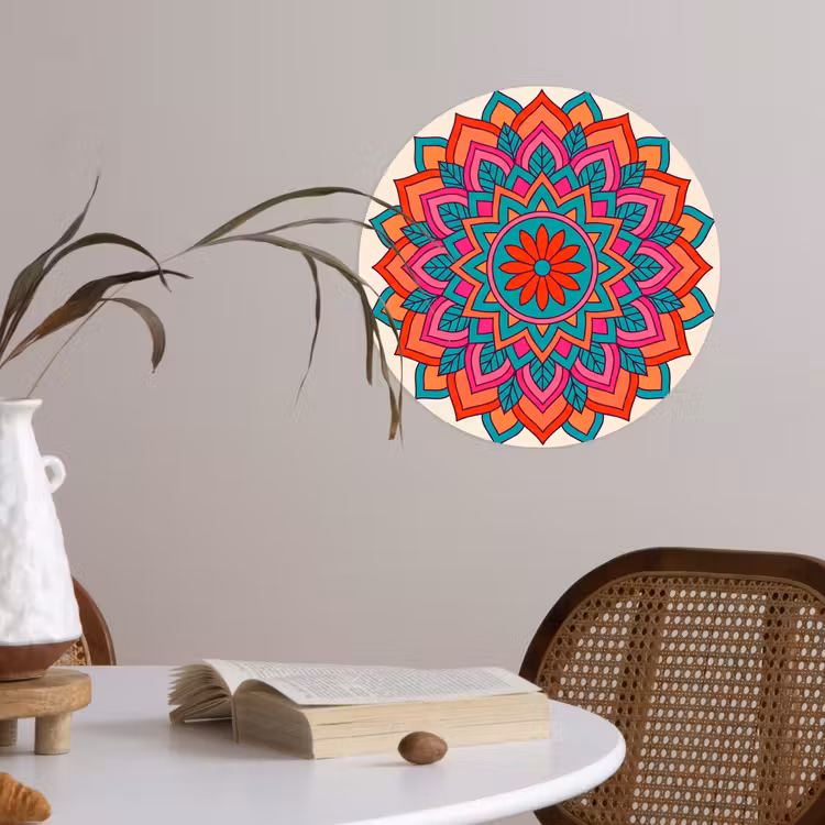 Mandala - Patroon - Abstract - Kleurrijk - Modern Wandcirkel behangsticker klein -sfeer3