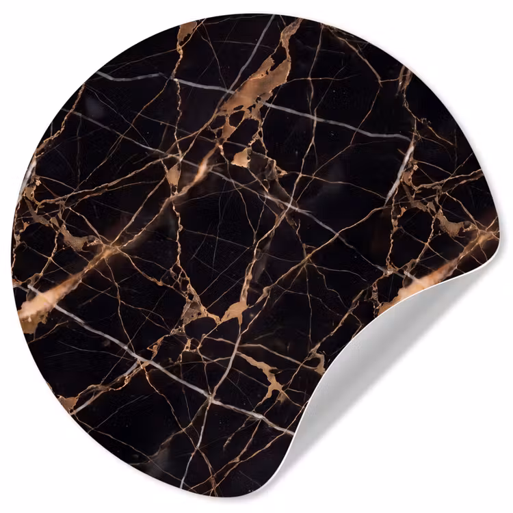 Marmer - Goud - Abstract - Zwart Wandcirkel behangsticker klein -3d