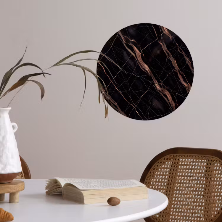 Marmer - Goud - Patroon - Luxe - Zwart Wandcirkel behangsticker klein -sfeer3