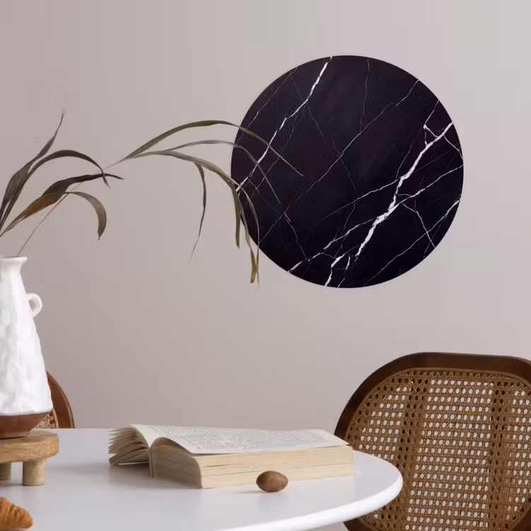 Marmer - Patroon - Abstract - Modern - Zwart Wandcirkel behangsticker klein -sfeer3