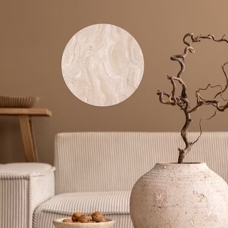Marmer - Patroon - Beige - Steen - Abstract Wandcirkel behangsticker klein -sfeer1