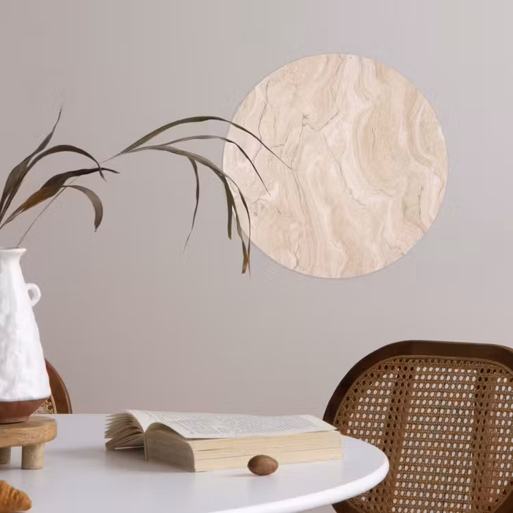 Marmer - Patroon - Beige - Steen - Abstract Wandcirkel behangsticker klein -sfeer3