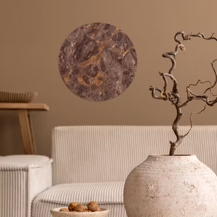 Marmer - Patroon - Natuur - Bruin - Goud Wandcirkel behangsticker klein -sfeer1
