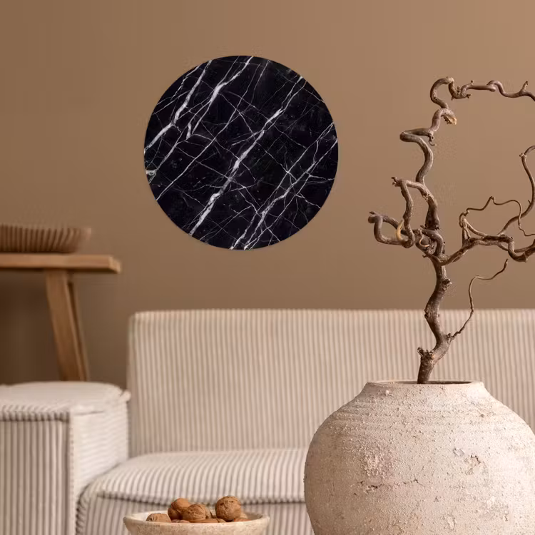 Marmer - Aders - Abstract - Zwart Wandcirkel behangsticker klein -sfeer1