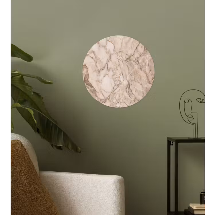 Marmer - Aderen - Textuur - Beige - Modern Wandcirkel behangsticker klein -sfeer2